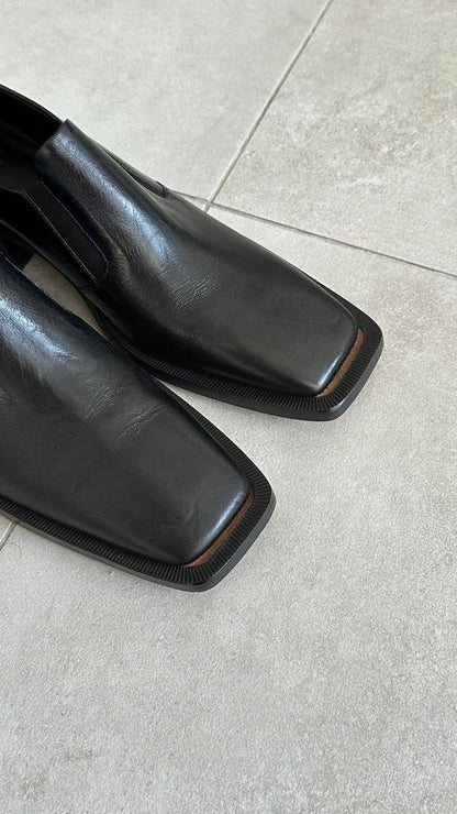 MM6 Maison Margiela Black Square Toe Loafers