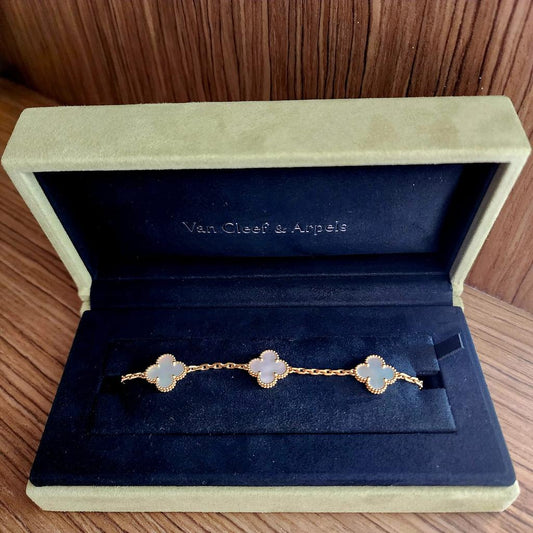 Van Cleef & Arpels Vintage Alhambra 5-Motif Bracelet in Mother-of-Pearl