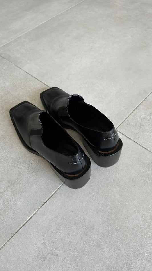 MM6 Maison Margiela Black Square Toe Loafers