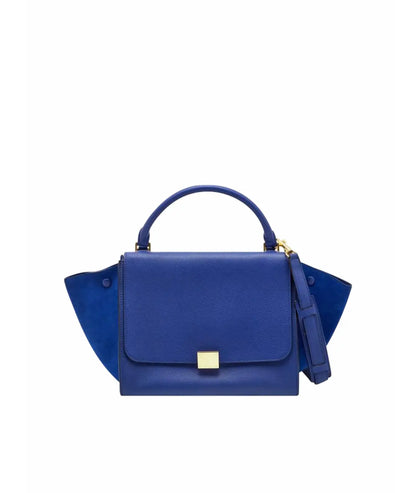 Celine Blue Leather and Suede Medium Trapeze Top Handle