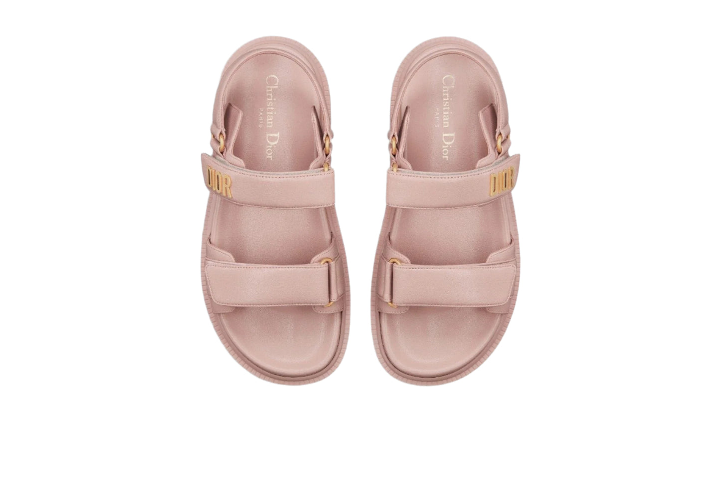 Dior Rose Nude Calfskin Logo Sandals - 37