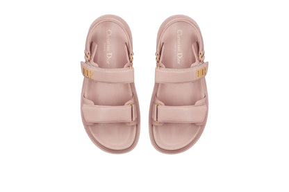 Dior Rose Nude Calfskin Logo Sandals - 37