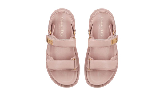 Dior Rose Nude Calfskin Logo Sandals - 37